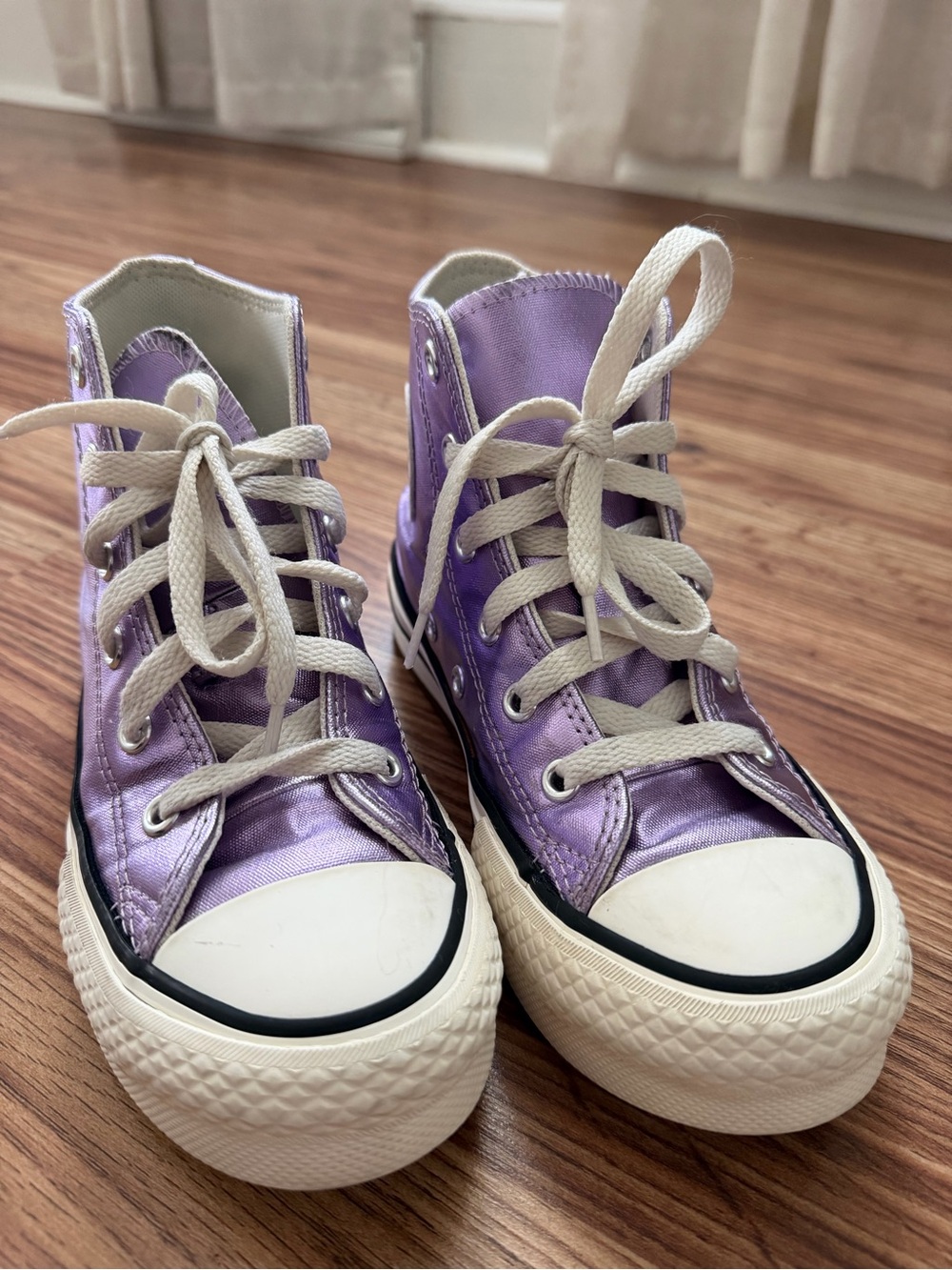 Converse Platform Kids Lavender High-Top Sneakers with White Laces